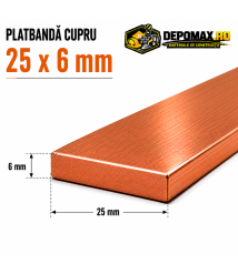 Platbanda cupru 25 x 6 mm – lungime 4 metri – EN Cu-ETP Platbanda cupru 25 x 6 mm – lungime 4 metri – EN Cu-ETP